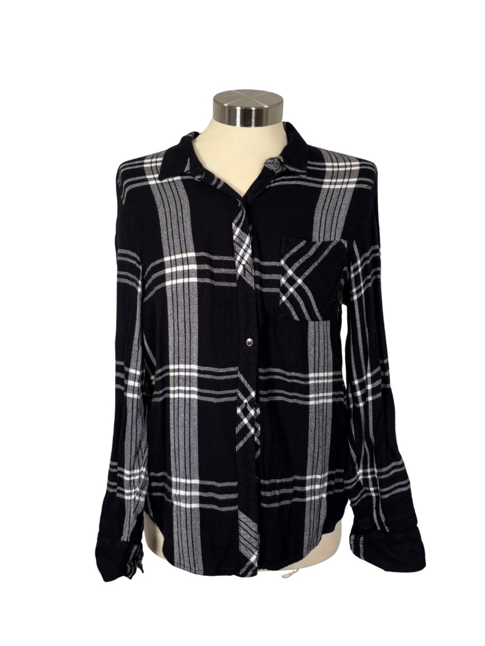 Calvin Klein Jeans Black and Gray Plaid Button-Down Shirt